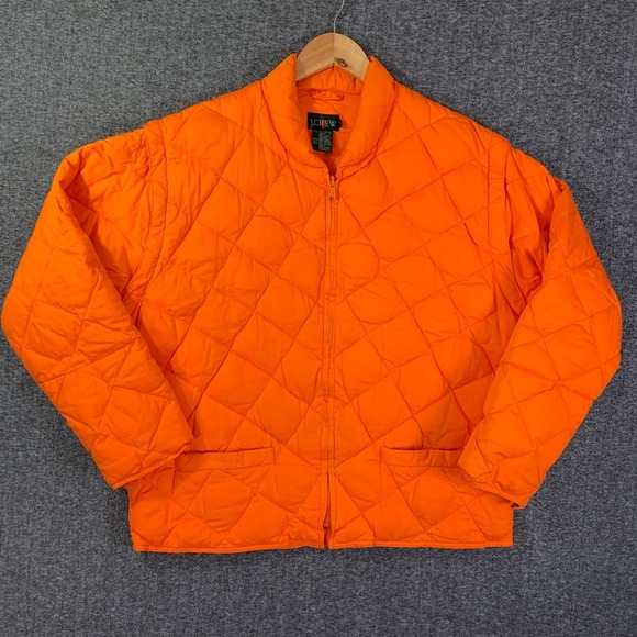 VTG J Crew Oarsman Jacket Men Large Quilted Insulated 90's Orange Vest - Picture 1 of 14